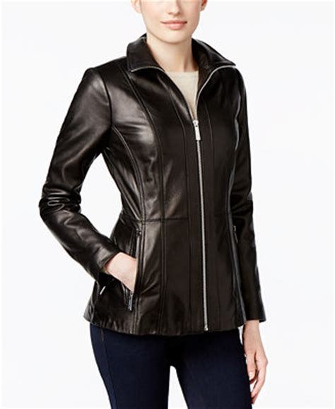 michael kors leather jacket macy's